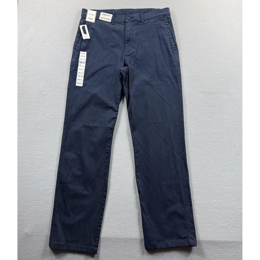 NWT ROWM Pants Mens 34x32 Blue Chino Stretch Garment Dyed Straight Leg  Pants